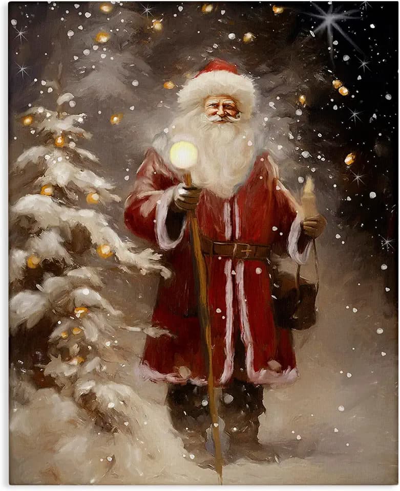 Stupell Industries 'Santa in Snowy Night Scene'| Canvas Art