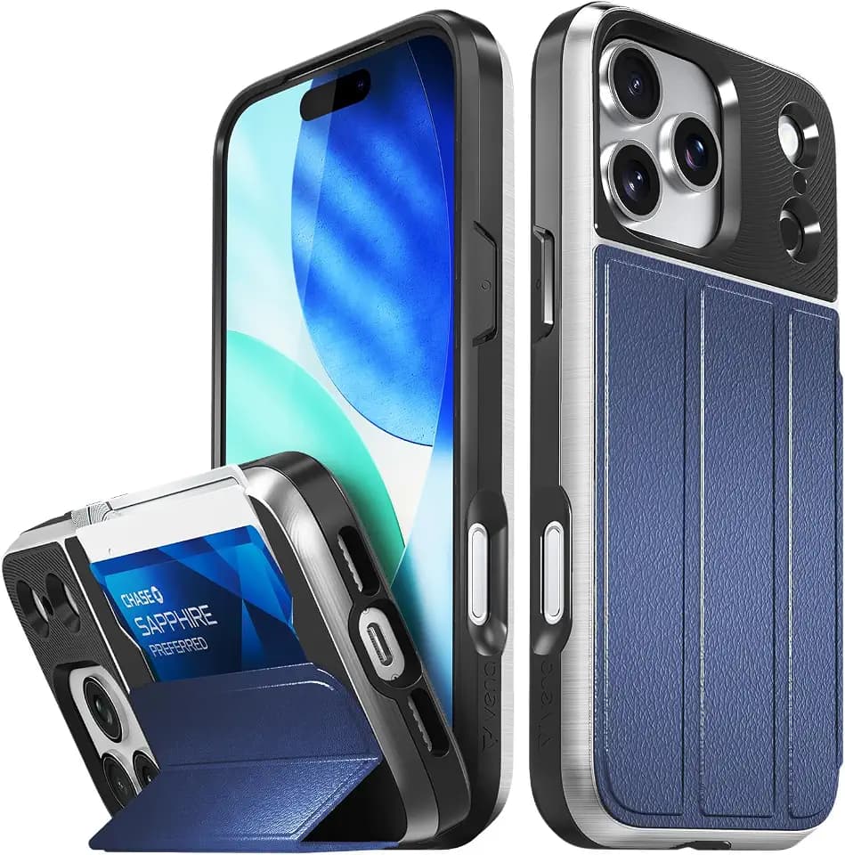 VENA vCommute for iPhone 17 Pro Max Wallet Case, Blue