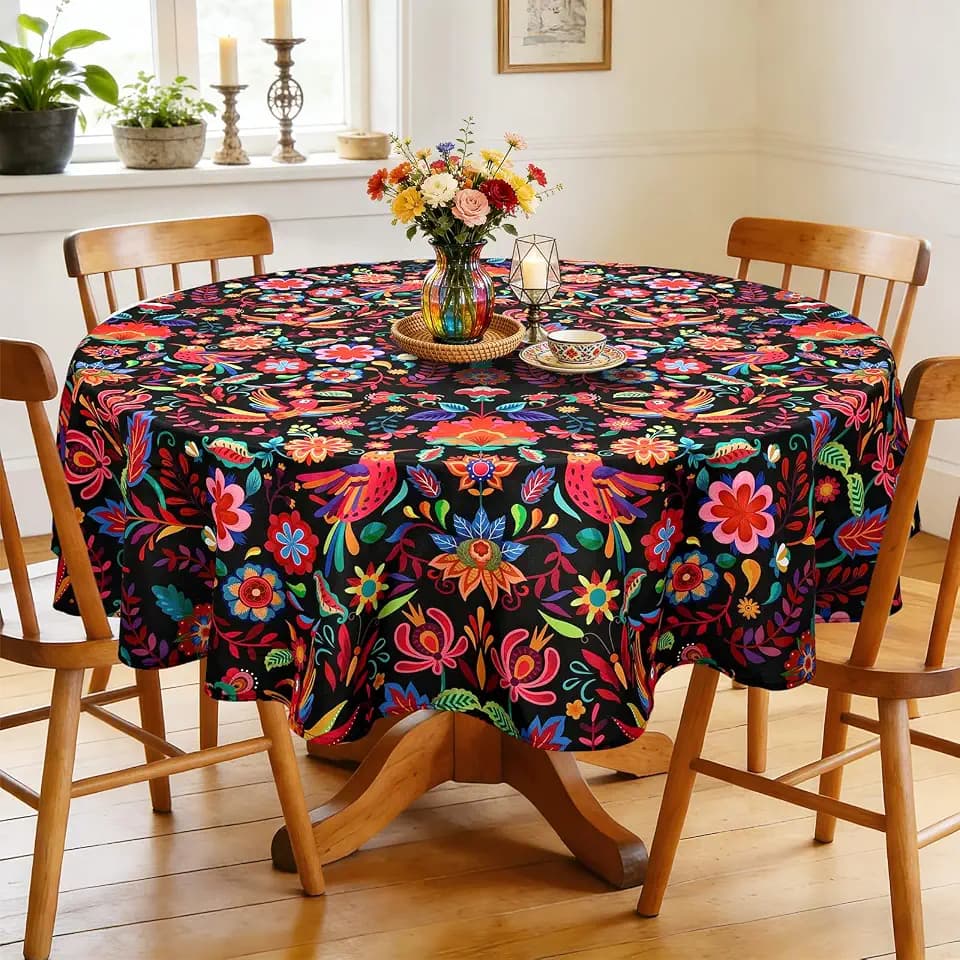 Cinco de Mayo Mexican Round Tablecloth 70 Inch