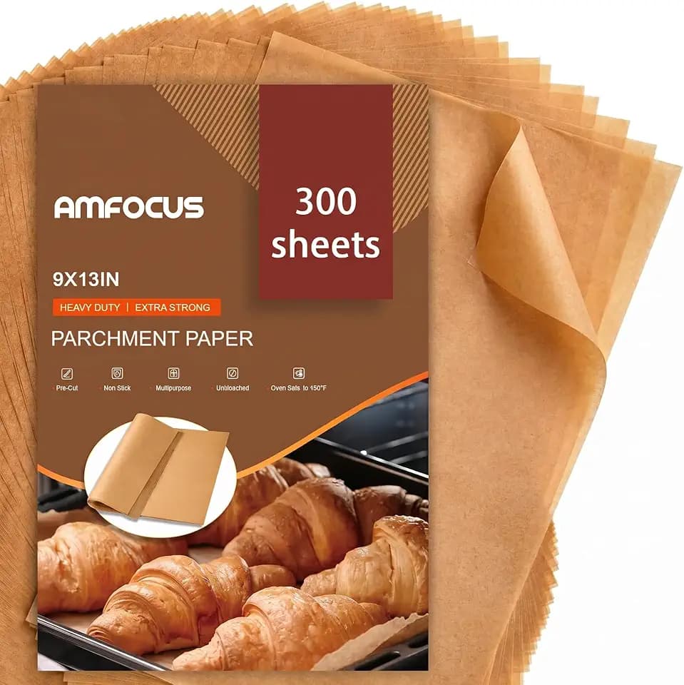 300 Pcs Parchment Paper Sheets, 9x13 In Non-Stick Precut Baking Parchment for Baking, Grilling, Air Fryer, Steaming, and More (Unbleached) - Quarter Sheet Size, Perfect for Bread, Cakes, Cookies