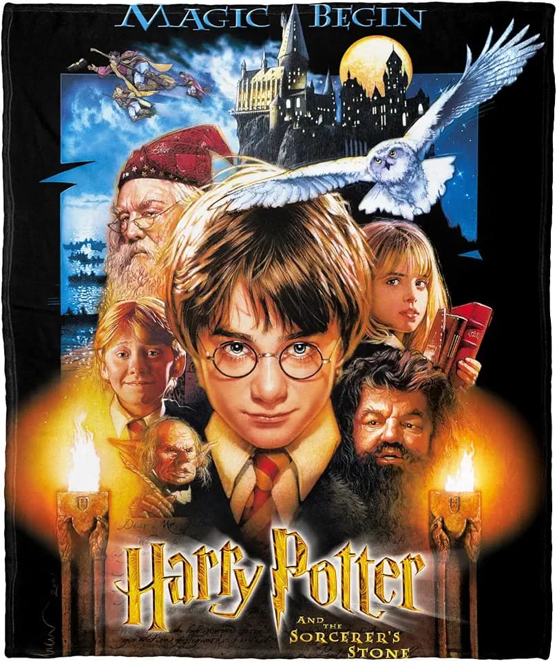 Northwest Warner Bros. Harry Potter Sorcerer's Stone Silk Touch Throw Blanket, Cozy for All Seasons, Lightweight for Couch, Sofa, Boys Girls Bedding, 50x60 Inches