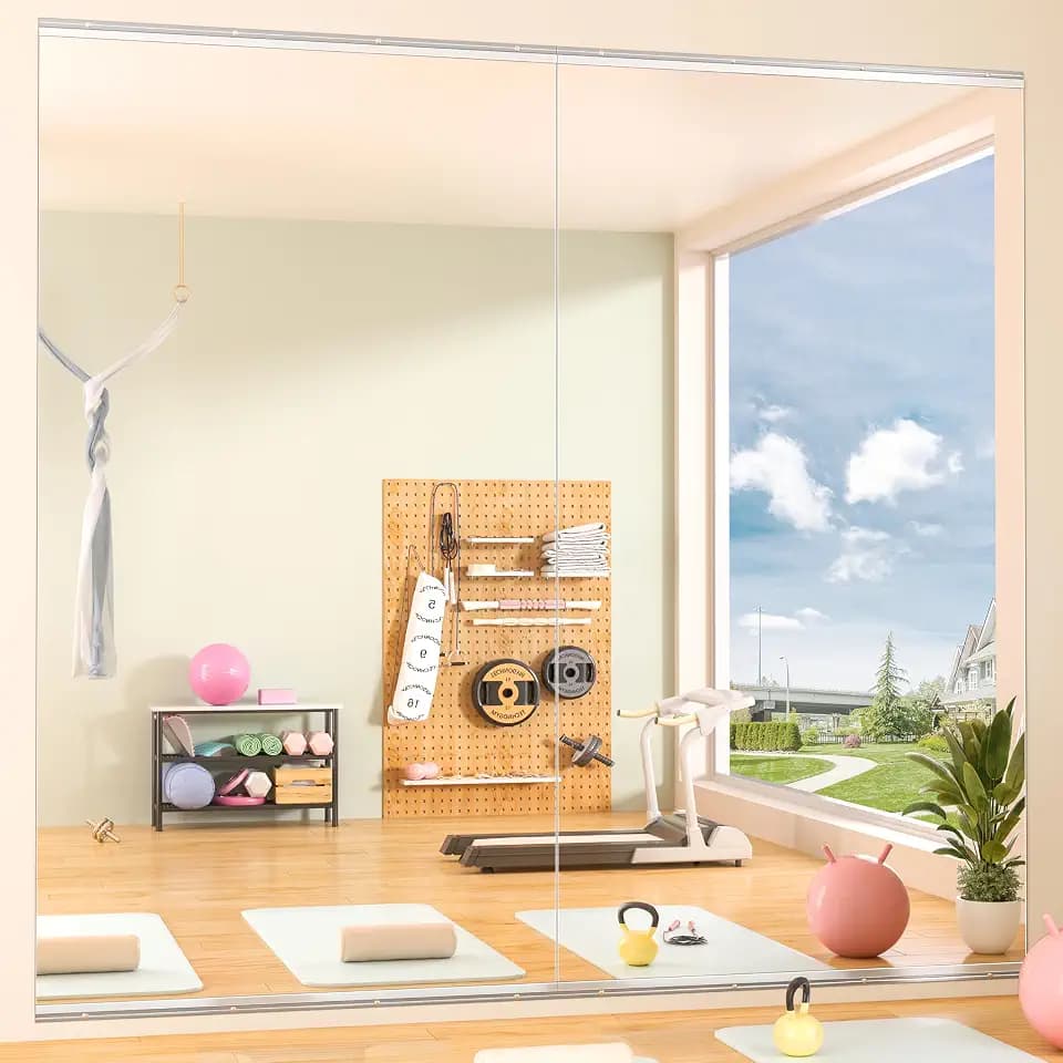 Hasipu Home Gym Mirror 95" L x 39" W - 2PCS Large Full Body Mirror for Yoga, Fitness, Garage, Dance Studio, Wall-Mounted, 0.16in Tempered Glass Frameless