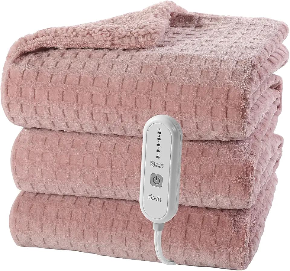 Waffle Pink Electric Heated Blanket Full 72 x 84 Inch