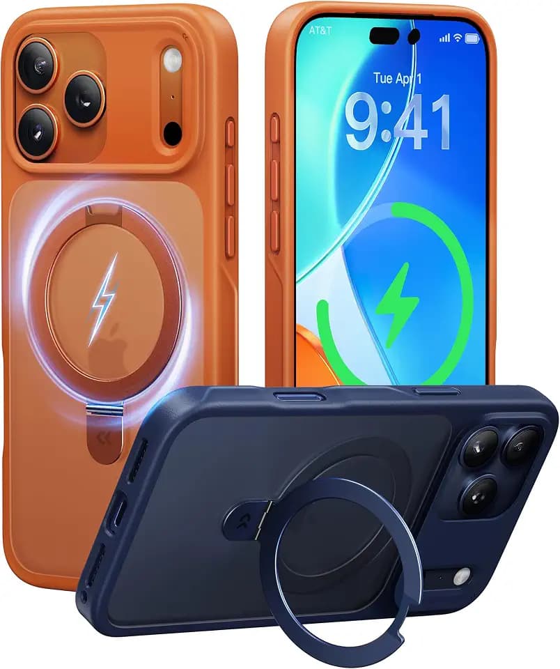 CASEKOO Durable Magnetic Stand for iPhone 17 Pro Case, Orange