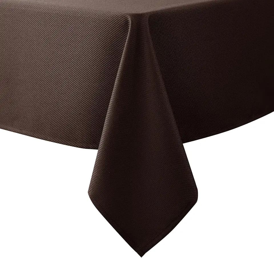 Biscaynebay Textured Fabric Tablecloths 70x120 Inches Rectangular, Brown Water Resistant Tablecloths for Dining, Kitchen, Wedding and Parties etc. Machine Washable