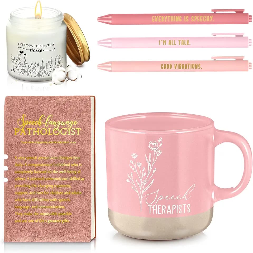 Didaey 6 Pcs Speech Therapy Gifts for SLP Mug Candle Pens Set,Pink