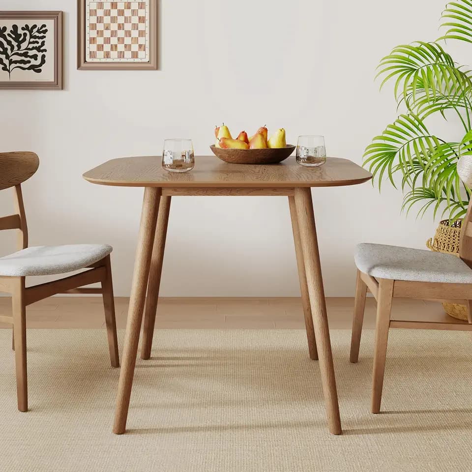 Christopher Knight Home Ekko Modern Small Dining Table, Wooden Square Dining Room/Kitchen Table with Tapered Splayed Legs, Compact Dinner Table with Faux Wood Veneer, Easy Assembly, Light Natural