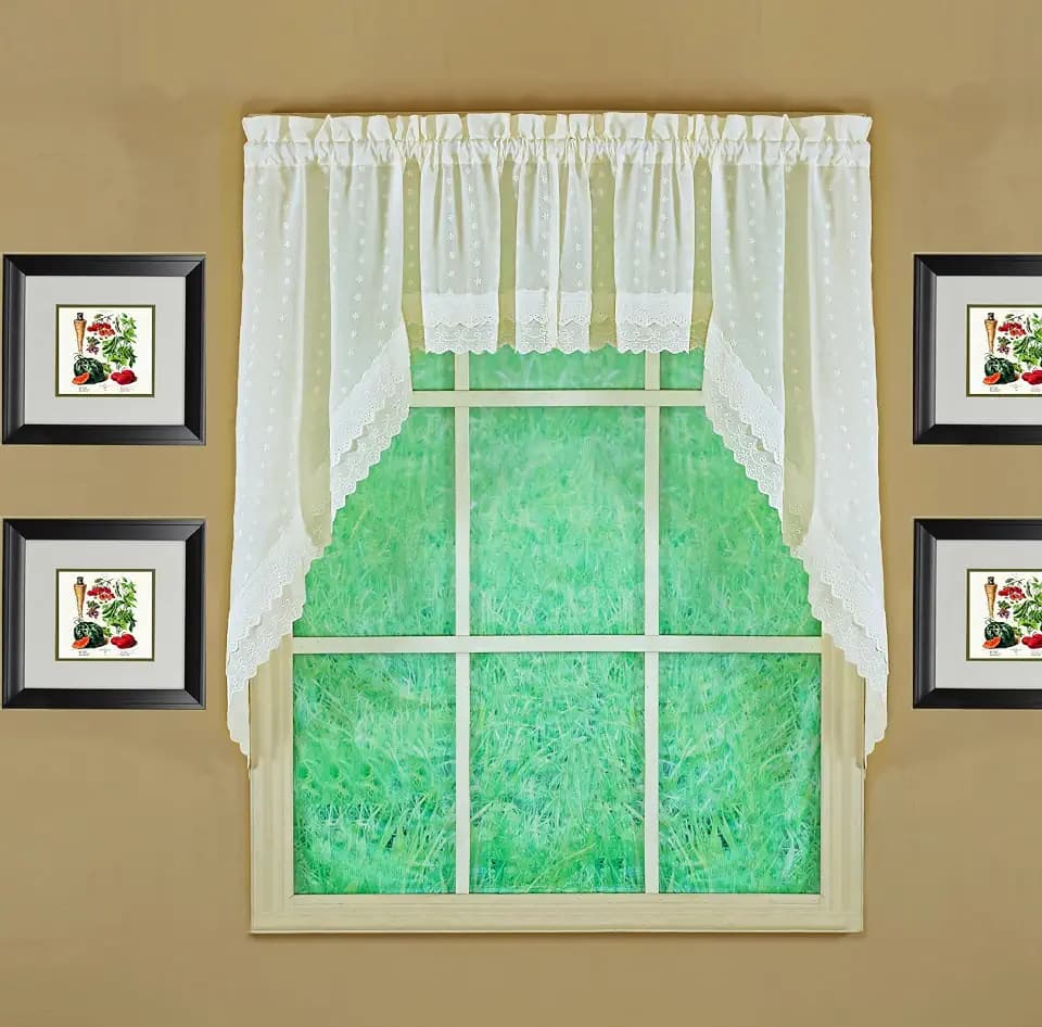 Today's Curtain, Ribbon Eyelet Swag 38", Ecru, 60" W x 38" L