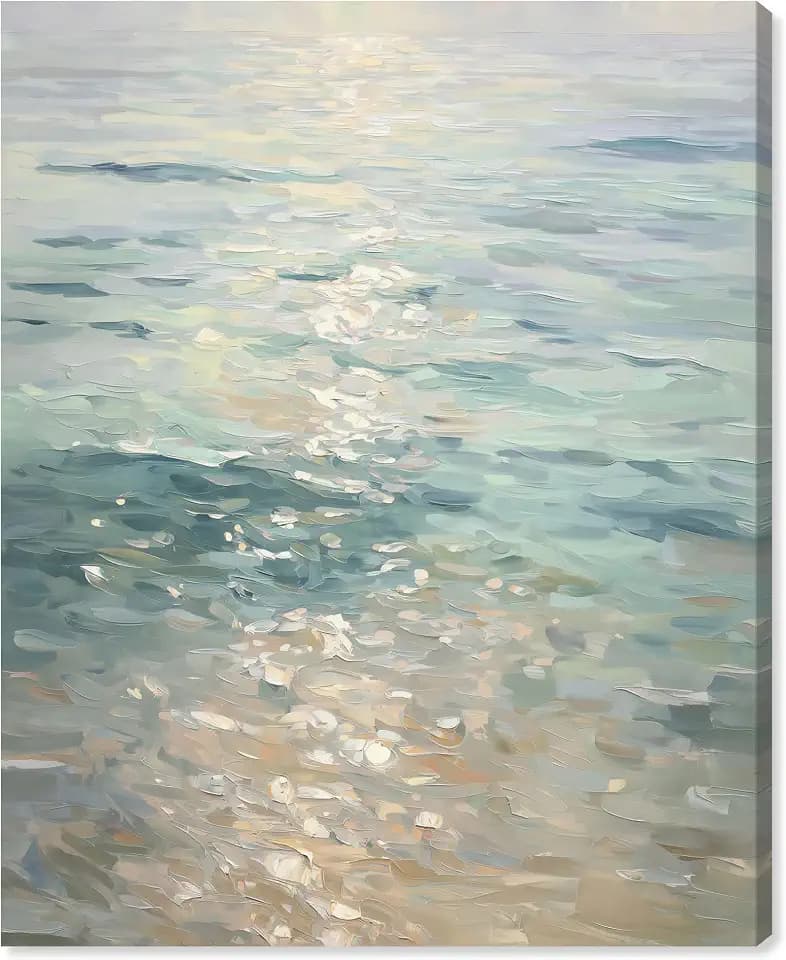 Sea Sunset Canvas Print Coastal Wall Decor by Art Remedy, Gallery Wrapped, 16 x 20
