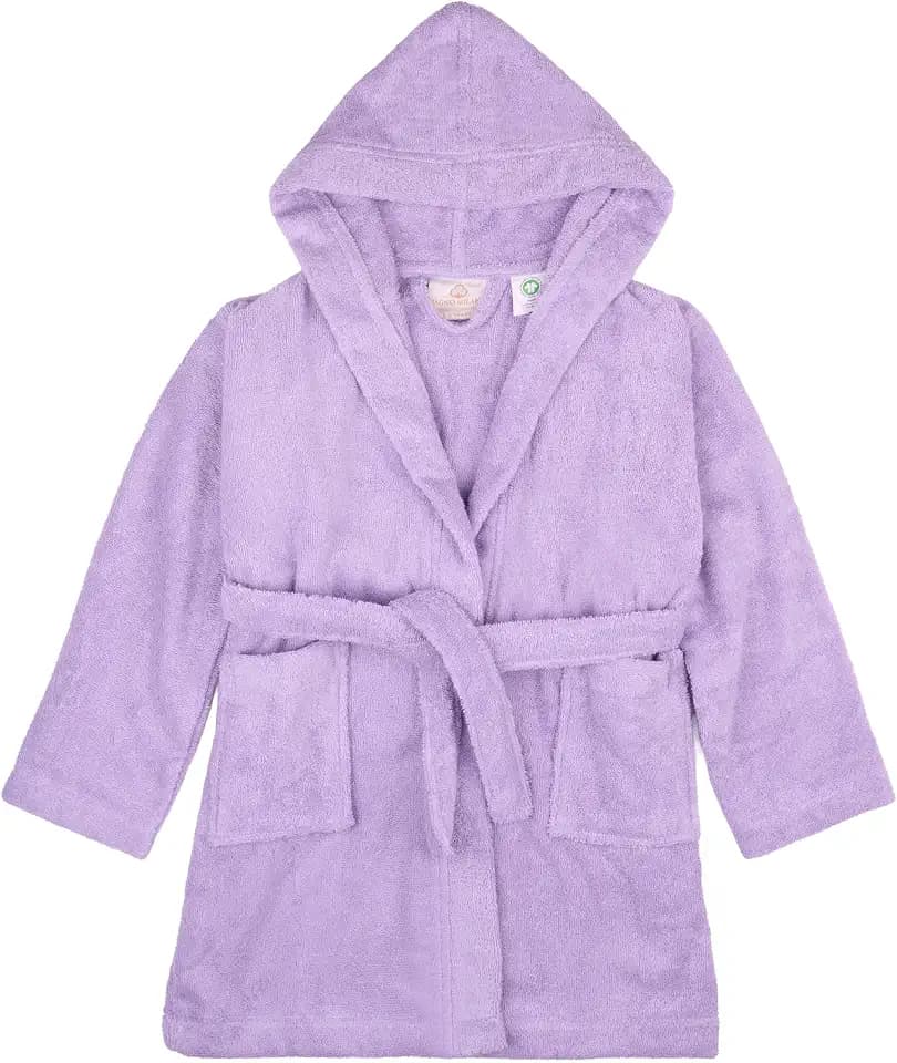 BAGNO MILANO Kids Organic Turkish Cotton Hooded Beach Cover-Up Towel, GOTS Certified, for Boys and Girls (Purple, 5-6 Years)