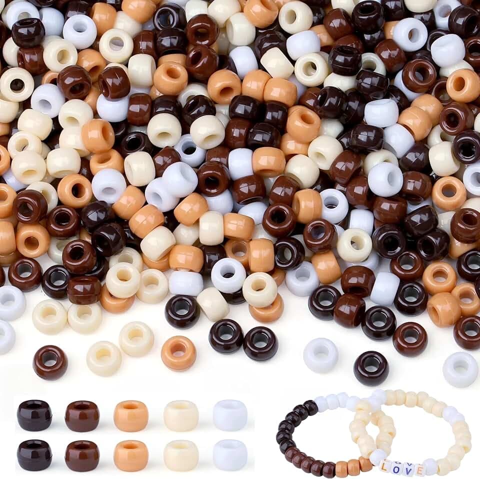 LAIDANLA 1000pcs Brown Pony Beads Bulk for Bracelet and DIY Crafts