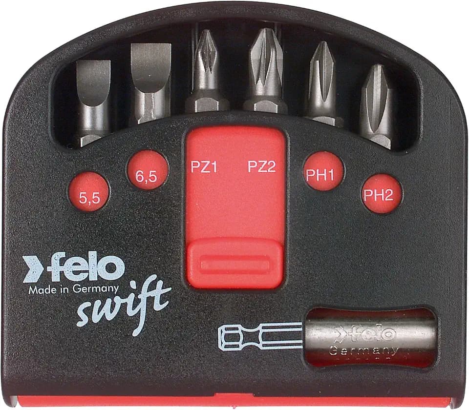 Felo 0715751391 Phillips, Pozidriv, Slotted 6 Piece Bit Set with Magnetholder, 020 Series