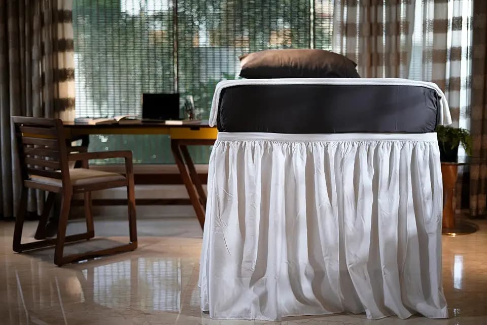 Dorm Bed Skirt for Twin XL Bed|White Color|46 Inch Drop|100% Clean Microfiber|110 GSM for Maximum Opaqueness|Wrap Around Style|Classic and Stylish Dorm Room Essential