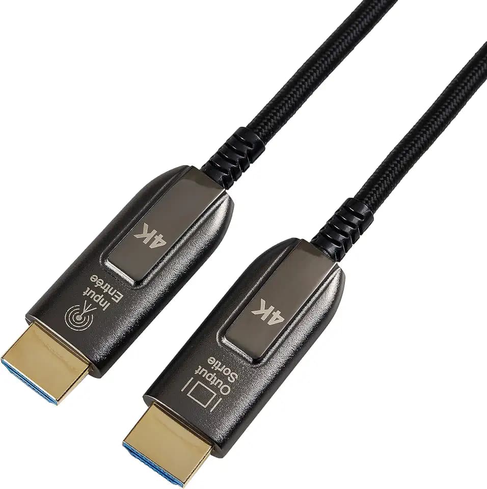 Amazon Basics Glasfaser-HDMI-Kabel, umflochten, Hochgeschwindigkeitskabel, 10 m, Schwarz