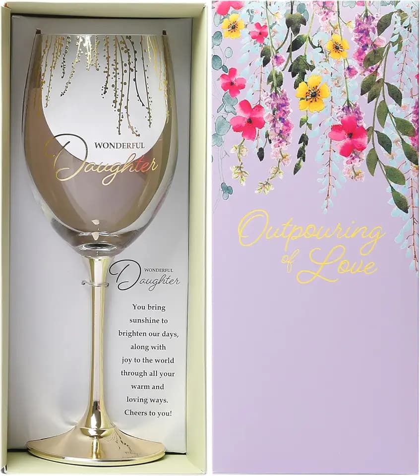 Pavilion Gift Company - Wonderful Daughter - 19 oz Stemmed Wine Glass Stepdaughter Daughter-In-Law Present From Mom Dad Parents