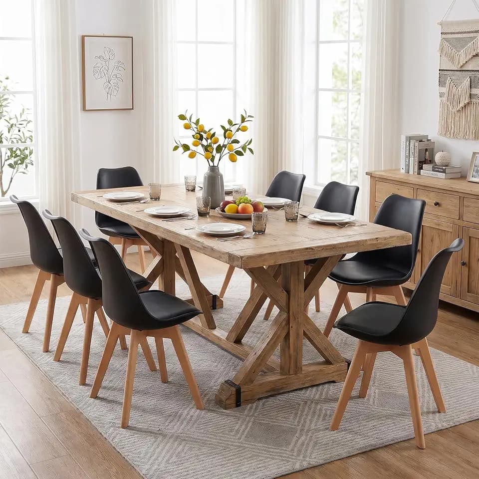 Dining Chairs Set of 8, PU Leather Padded Seat for Living Room