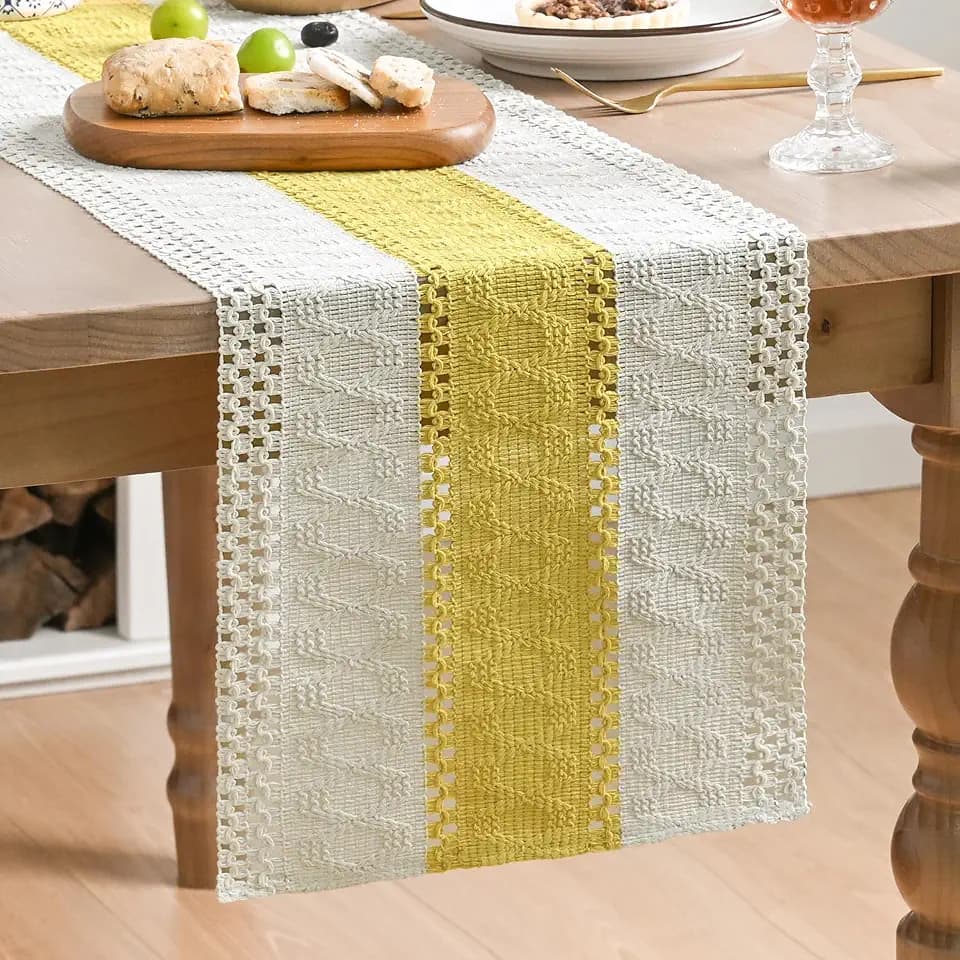 Artoid Mode Yellow Farmhouse Rustic Table Runner 12x120 Inch