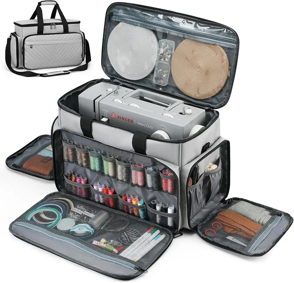 kadilong Sewing Machine Case with Removable Padding Pad, Sewing Tote Bag for Sewing Machine Carrying with Shoulder Strap for Most Standard Singer, Brother, Janome