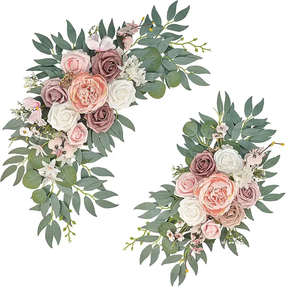 Pink Wedding Arch Flowers Set of 2
