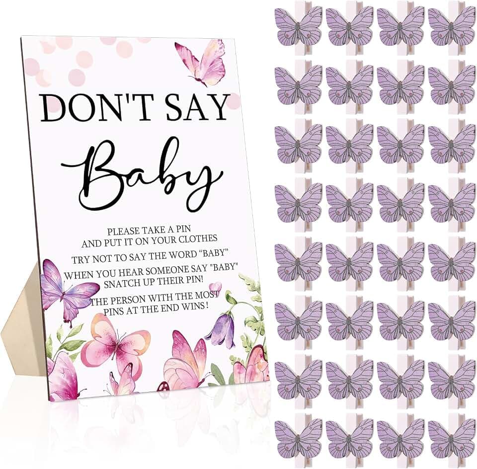 Unittype 51 Pcs Don't Say Baby Shower Game Favors, Butterfly Style