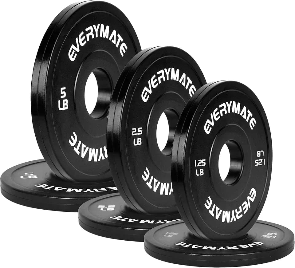 EVERYMATE Change Weight Plates 1.25LB 2.5LB 5LB Set Fractional Olympic Bumper Plates for Cross Training Steel Insert Strength Training