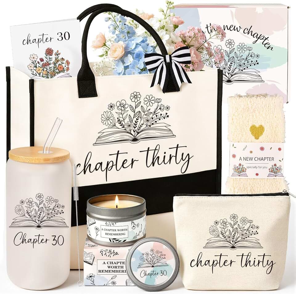 Giftota 30th Birthday Gifts for Women, 7Pcs Unique 30th Birthday Gift for Her 30 Year Old Birthday Gifts for Women 30th Birthday Presents New Chapter Gifts for 30th Birthday Woman