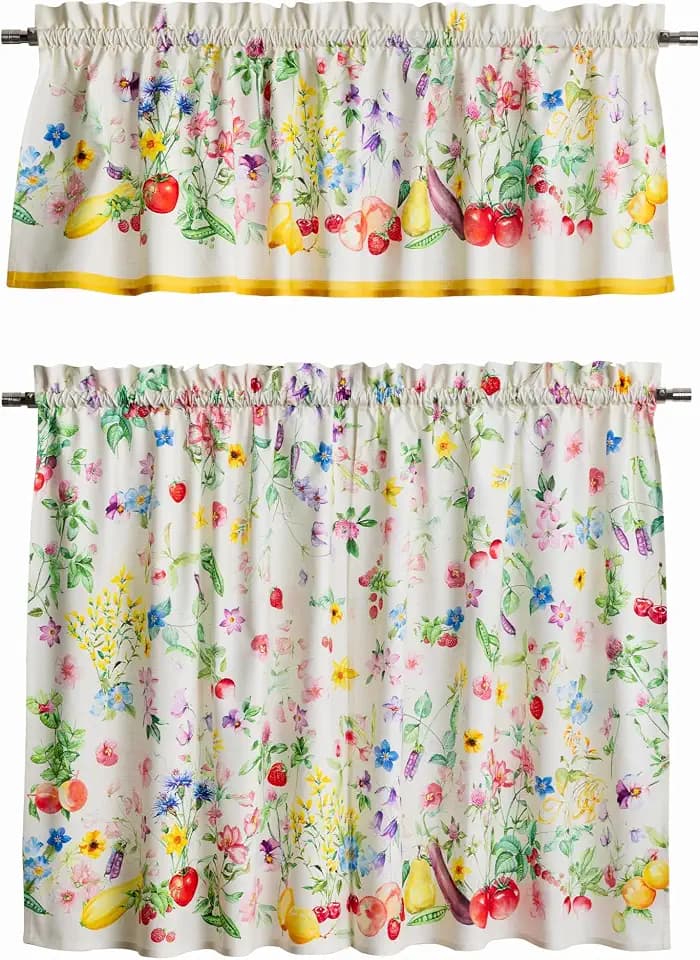 Maison d' Hermine 100% Cotton Kitchen Curtain Set for Windows - Rod Pocket