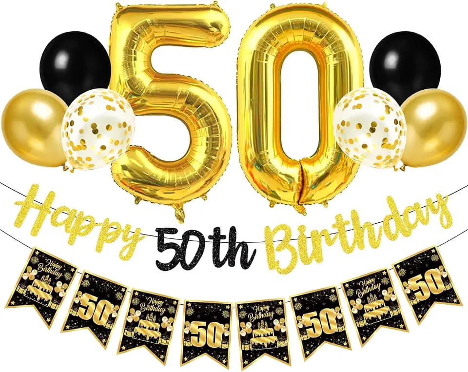 Zirtorei 50th Birthday Decorations for Men Women, Happy 50th Party Supplies