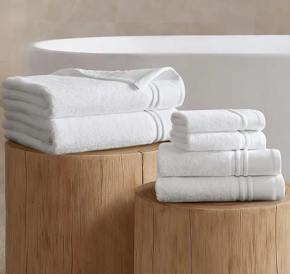 Madison Park Roan Border Cotton Bath Towel Set Absorbent, 6 Piece, White