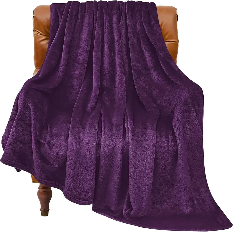 BEDELITE Fleece Blanket Soft Plush Throw for Couch Purple 50"x70"