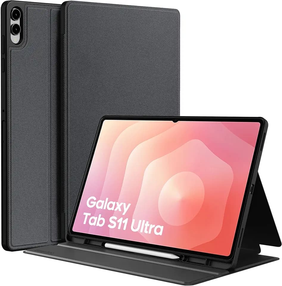 EasyAcc Hülle für Samsung Galaxy Tab S11 Ultra 14,6" 2025 mit S Pen Halter | Dünn Folio Ständer Tablet Schutzhülle, Multi-Winkel Betrachtung,Auto Schlafen/Wachen,Schwarz