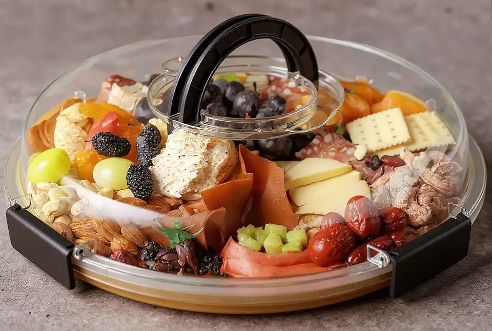 Renmxj Large Round Charcuterie Boards with Lid, Cheese & Serving Tray