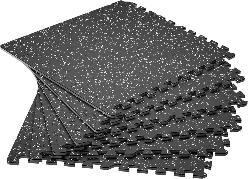 SUPERJARE 0.4'' Thick 6 Pcs 24 Sq Ft Rubber Top Exercise Equipment Mats