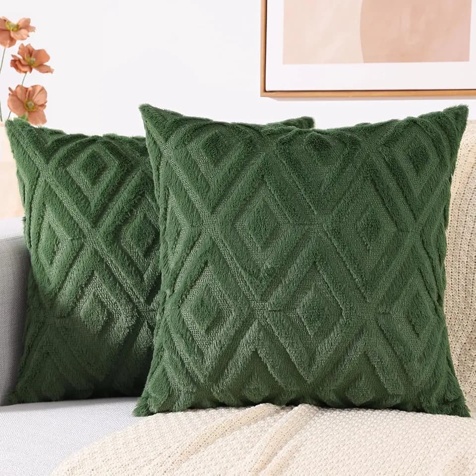 decorUhome Fall Faux Fur Forest Elf Throw Pillow Covers 24x24 Set of 2