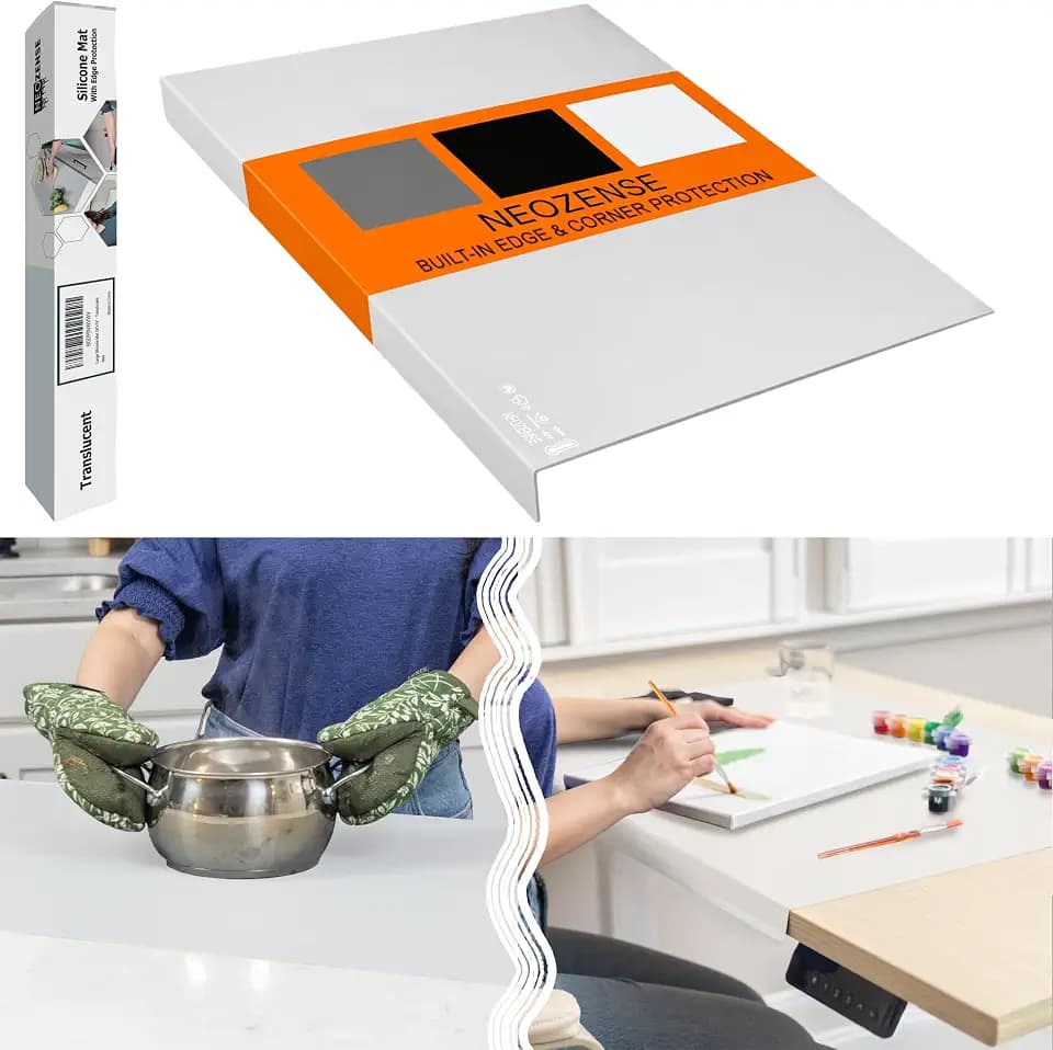 Extra Large Silicone Mats for Crafts with "Edge Protection" – Silicone Table Mat – Multipurpose Heat Resistant Silicone Mat – No Folds or Wrinkles – 1.5mm Thick, 36"x24", Translucent
