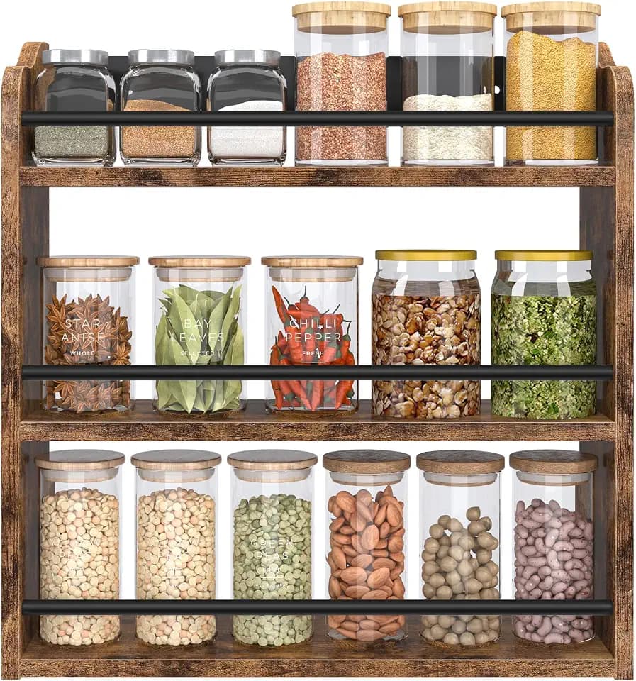 Spice Rack for Countertop, Wooden Spice Rack Wall Mounted
