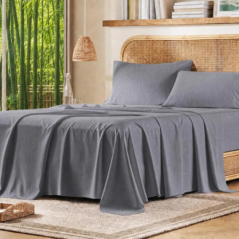 Comfort Spaces Cal King Sheet Set Rayon Derived from Bamboo, Dark Grey