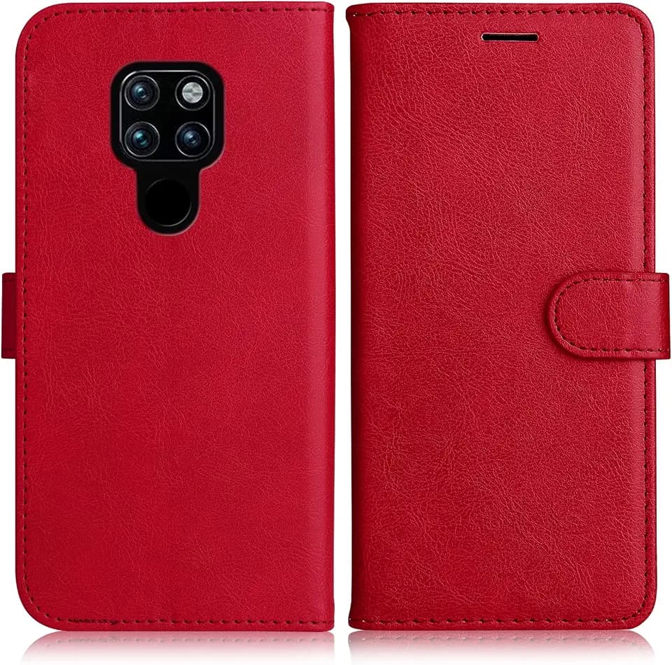 Hülle für Huawei Mate 20, PU Leder Brieftasche Handyhülle, Flip Tasche TPU Schutzhülle mit Kartenfach für Huawei Mate 20, Rot