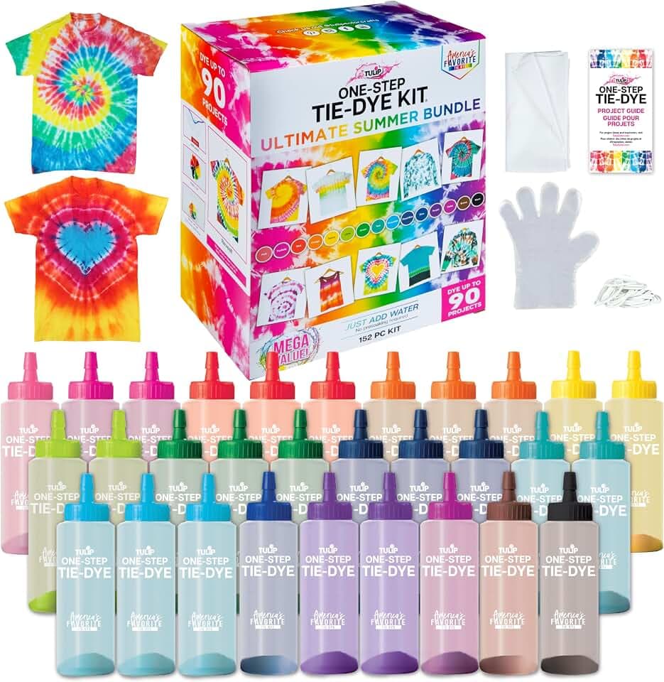 Tulip One-Step Tie-Dye Kit Ultimate Summer Bundle, Giant Classroom Pack, Tie Dye for Large Groups and Parties, Durable Results - Includes 30 Bottles, Comes with Easy Techniques for Beginners