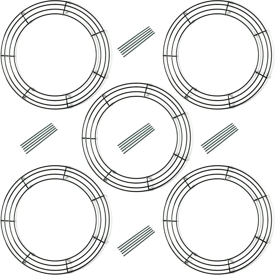 5-Pack 14 Inch Wire Wreath Frame – Round Metal Wreath Form