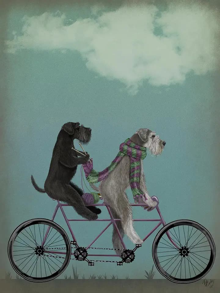 ART.COM Wall Art Prints Schnauzer Tandem by Fab Funky, Animals Decor, 24" x 32"