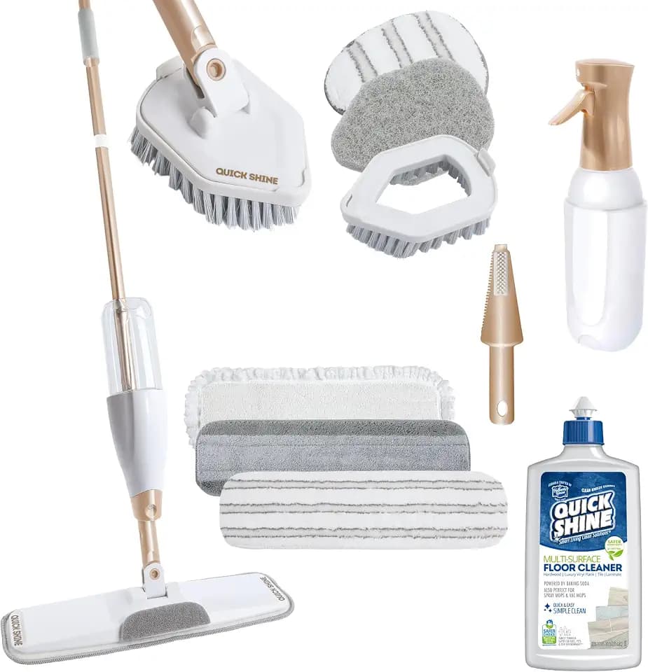 Quick Shine Multi-Action 11 Piece Interchangeable Spray Mop Kit w/Cleaner
