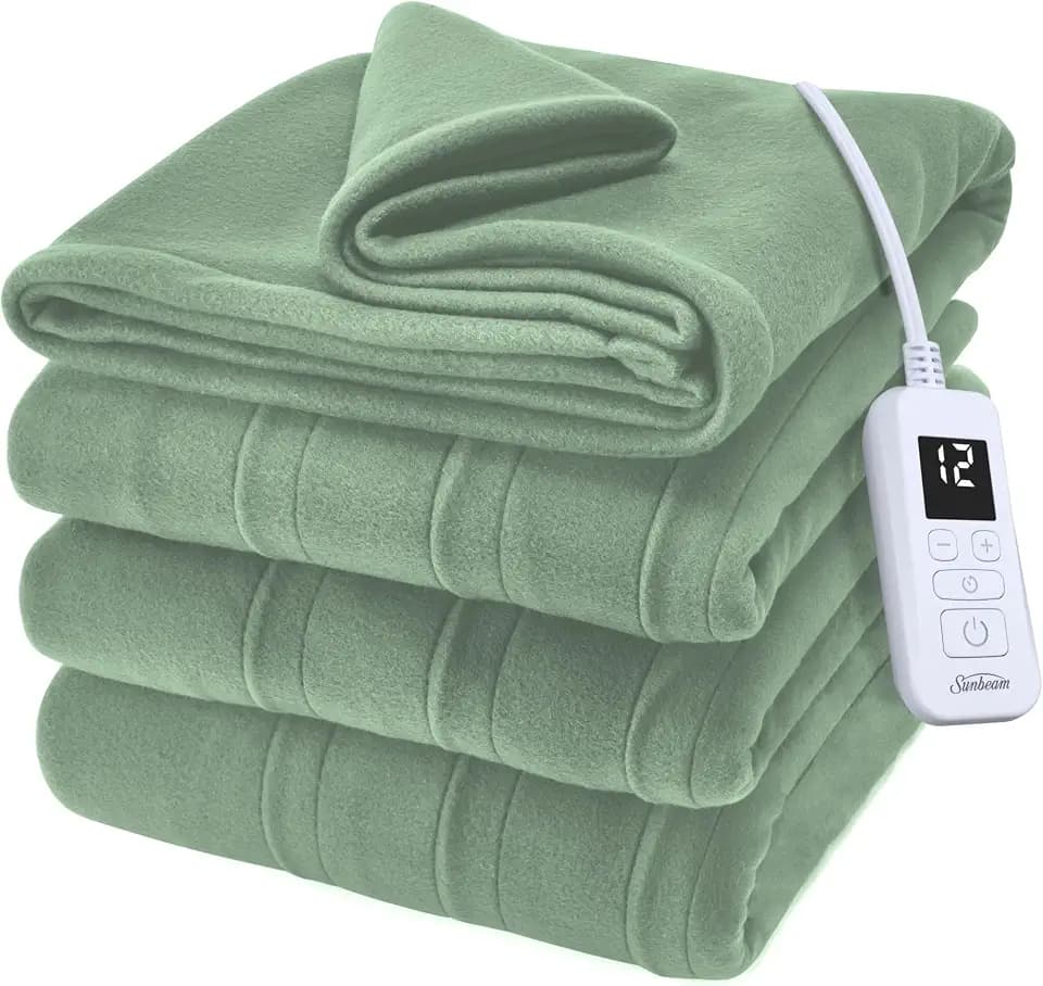 Sunbeam Royal Ultra Fleece Heated Blanket Light Green Twin 84 x 62 in
