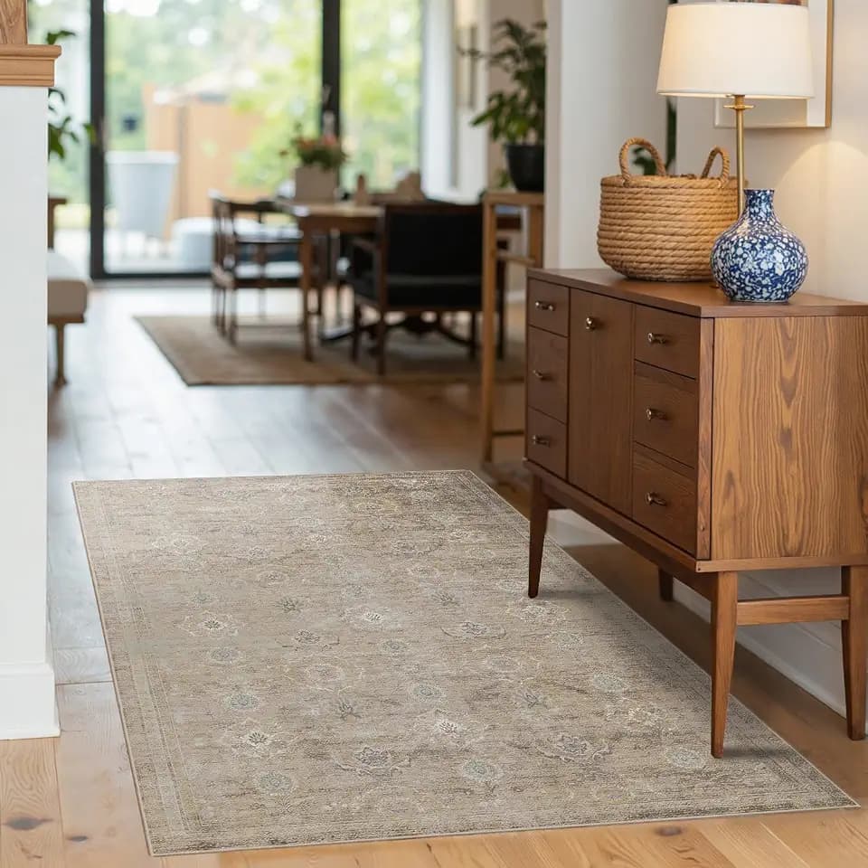 Rugxara 3x5 Rug for Entryway Bedroom Washable Area Rugs Carpet, Beige