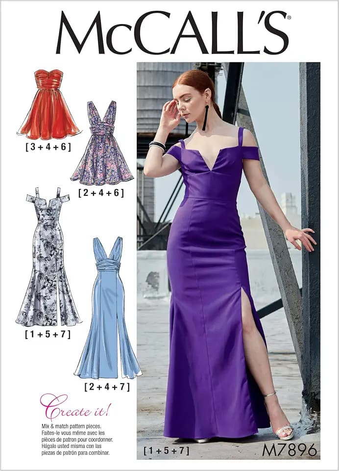 McCall Pattern Women's Fully Lined Evening and Cocktail Dress, Sizes 6-14 Sewing Pattern