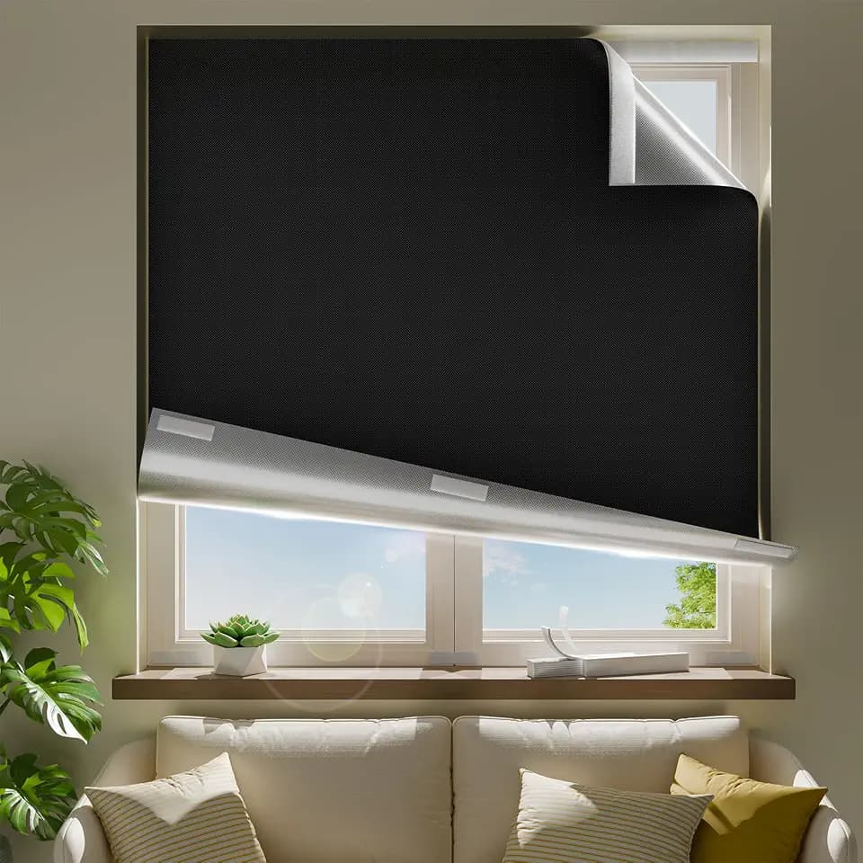 100% Blackout Curtains for Bedroom,Portable Blackout Shades 24"W x 54"L