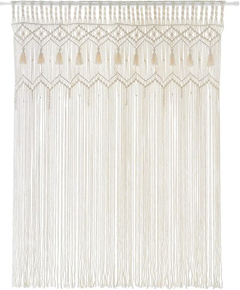 Mkono Macrame Curtain, Large Boho Woven Wall Hanging, 1 Pack 51" W x 70" L