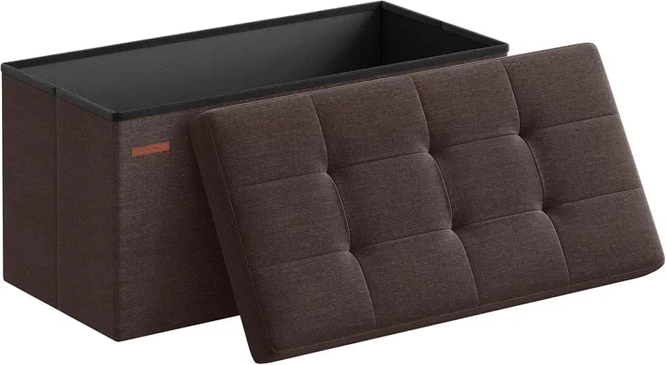SONGMICS 30 Inches Folding Storage Ottoman Bench, Load 660 lb