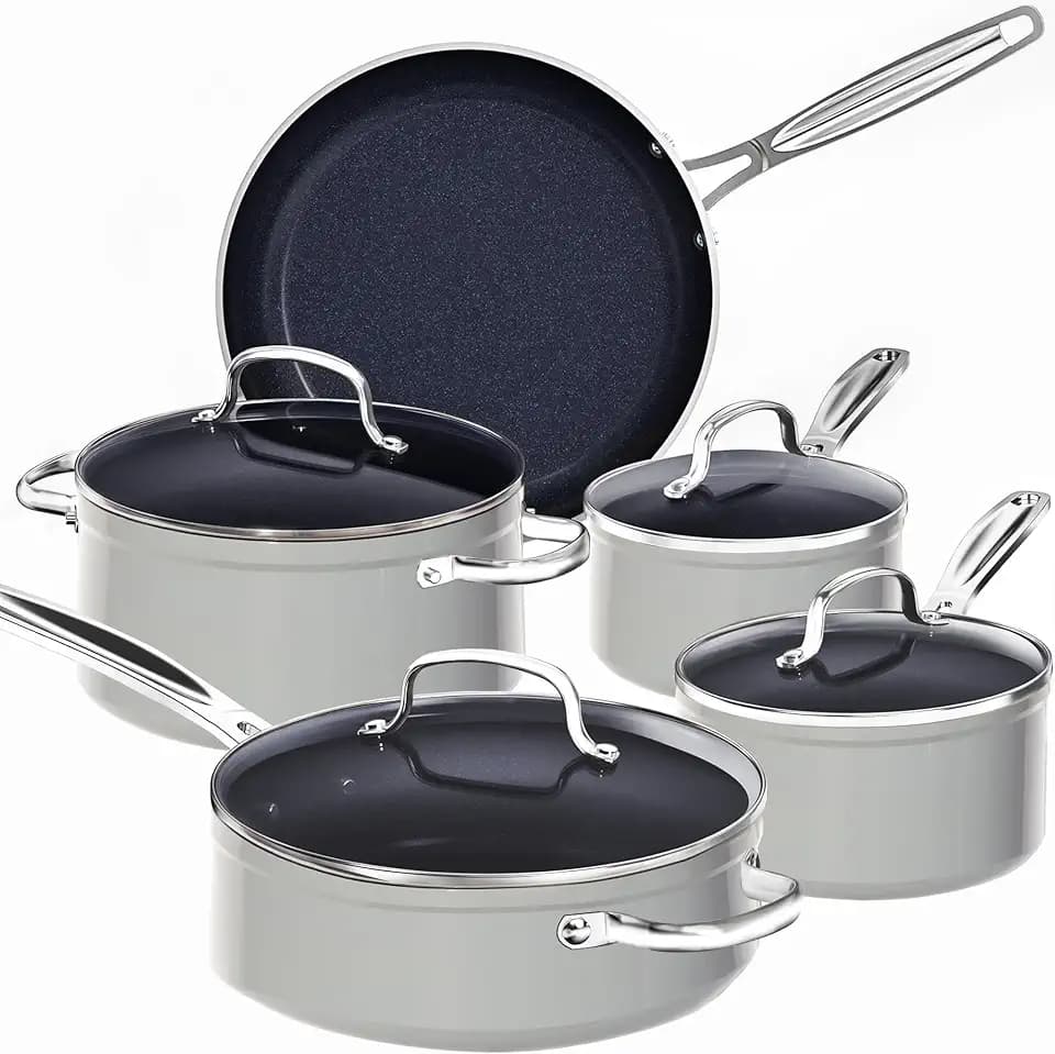 Nuwave 9pc Cookware Set Healthy Duralon Blue Ceramic Nonstick Coated