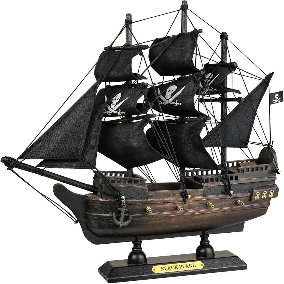 SAILINGSTORY Wooden Pirate Ship Model Black Pearl Sailing Ship Decor10